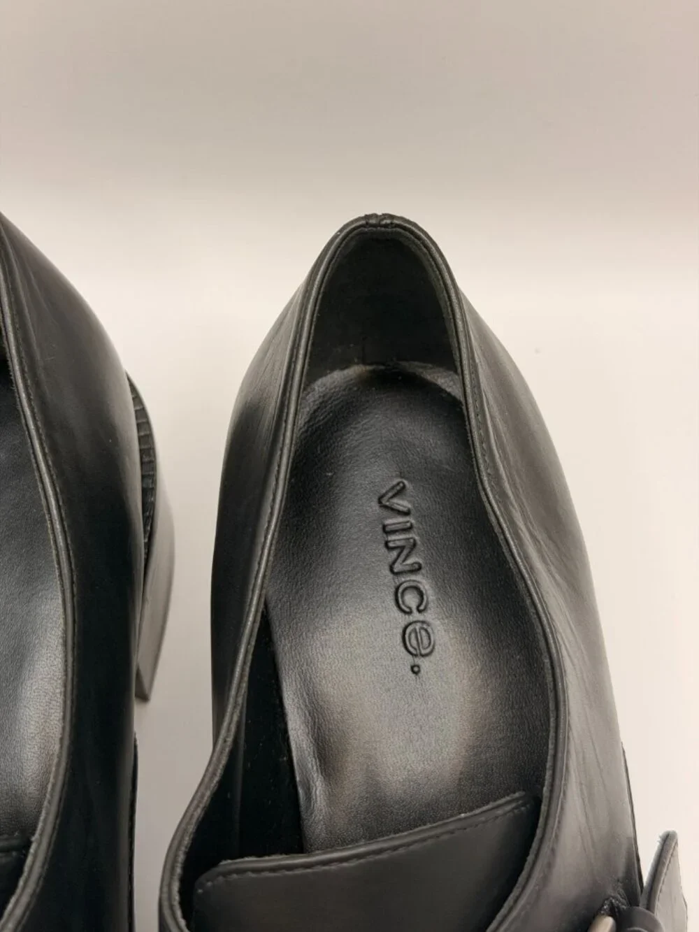 Vince Women's Lennox Blaxk Leather Loafer Pumps Heel Sz 8
